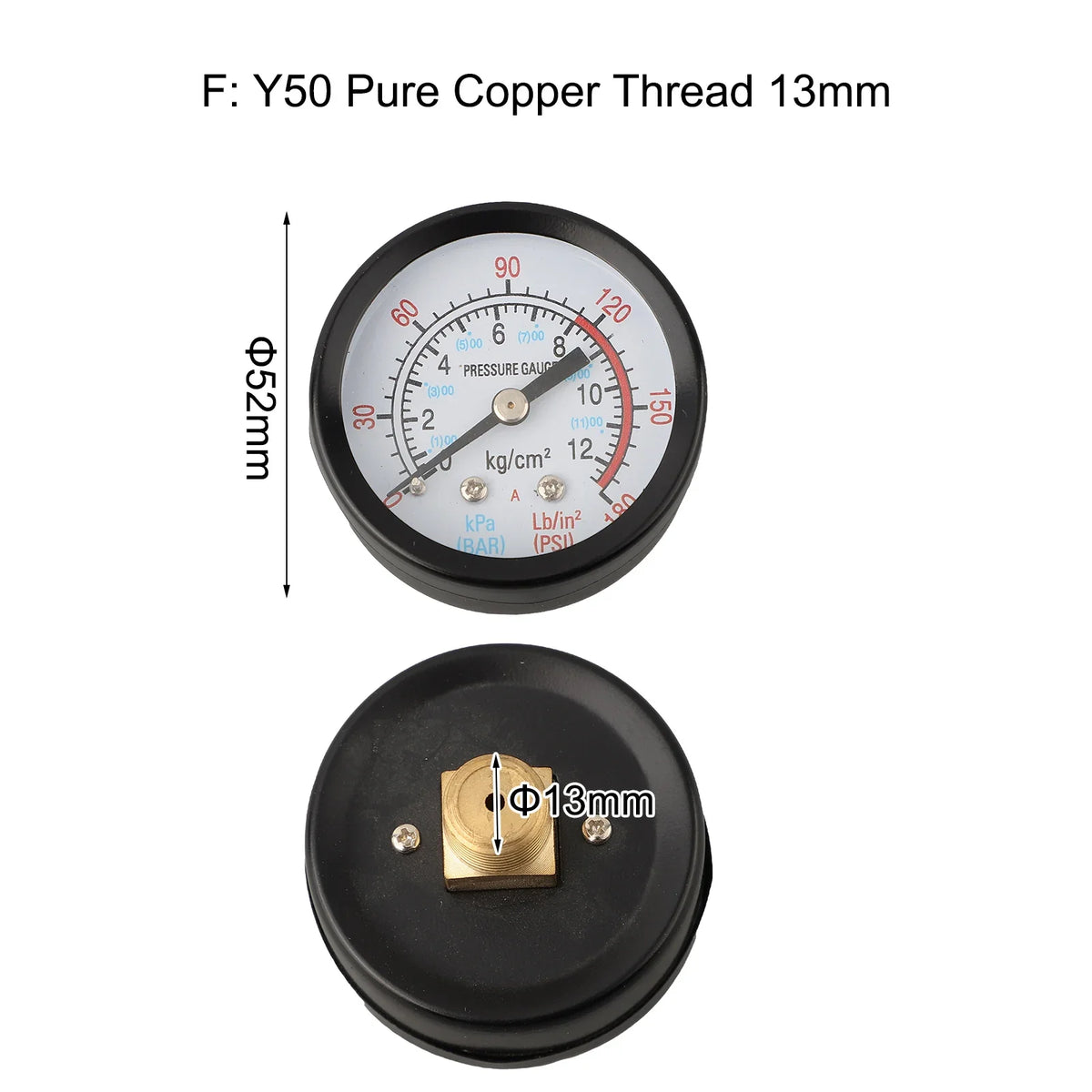 Y40/Y50 Pressure Gauge 0–180 PSI | Air, Gas, Water & Fuel