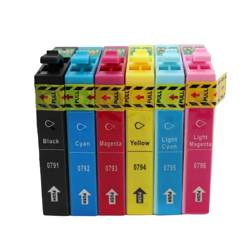 Epson T0791–T0796 Compatible Ink Cartridges | 6-Color Set Ink Cartridge Set PRIMED