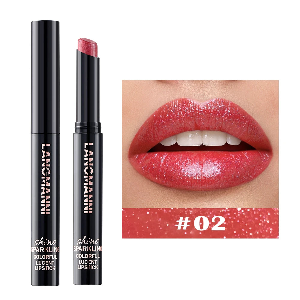 Rotating Diamond Shimmer Lipstick – 10 Colors Glitter Lip Gloss
