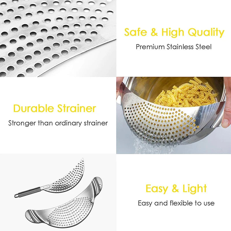 Stainless Steel Pot Strainer with Handle – Pasta Colander Insert Kitchen Colander Strainer PRIMED