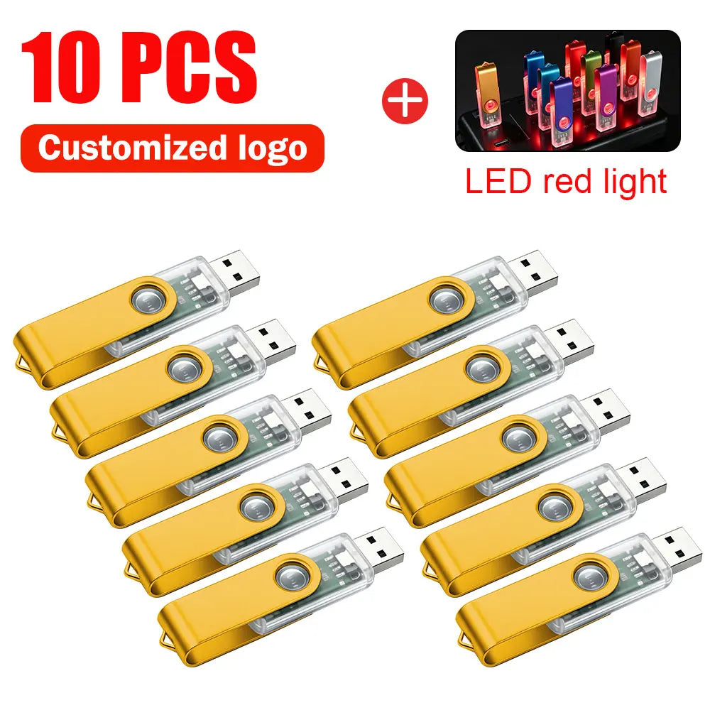 10-Pack Custom Logo Metal USB Flash Drives 256MB–128GB USB Flash Drive PRIMED 2GB x 10PCS yellow-A
