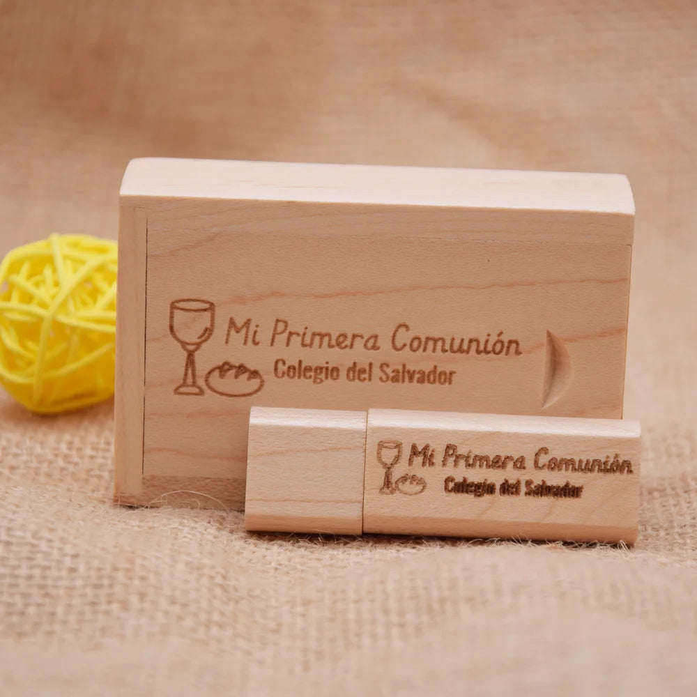 Custom Logo Wooden USB Flash Drive 4GB–64GB | Laser Engraved Custom USB Flash Drive PRIMED