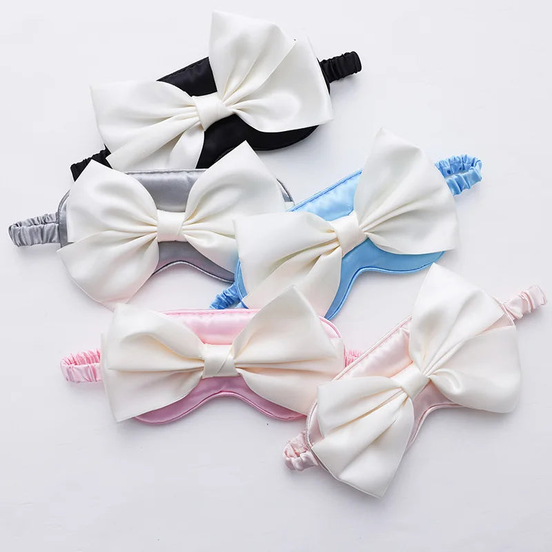 Silk Bow Sleep Eye Mask for Women – Light-Blocking & Travel