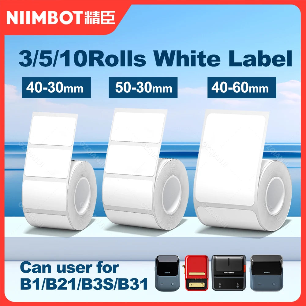 NiiMBOT Thermal Label Rolls – Waterproof Self-Adhesive B1 B21 Thermal Label Rolls PRIMED