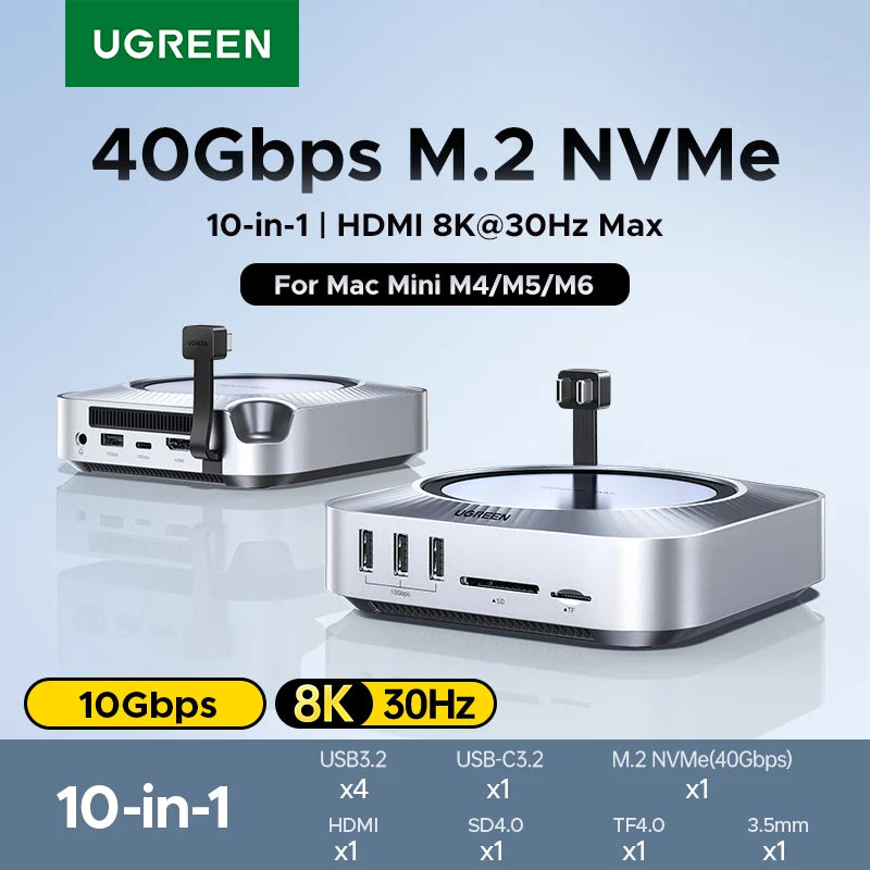 UGREEN 40Gbps Mac Mini M4 Docking Station & NVMe SSD Hub Mac Mini Docking Station PRIMED