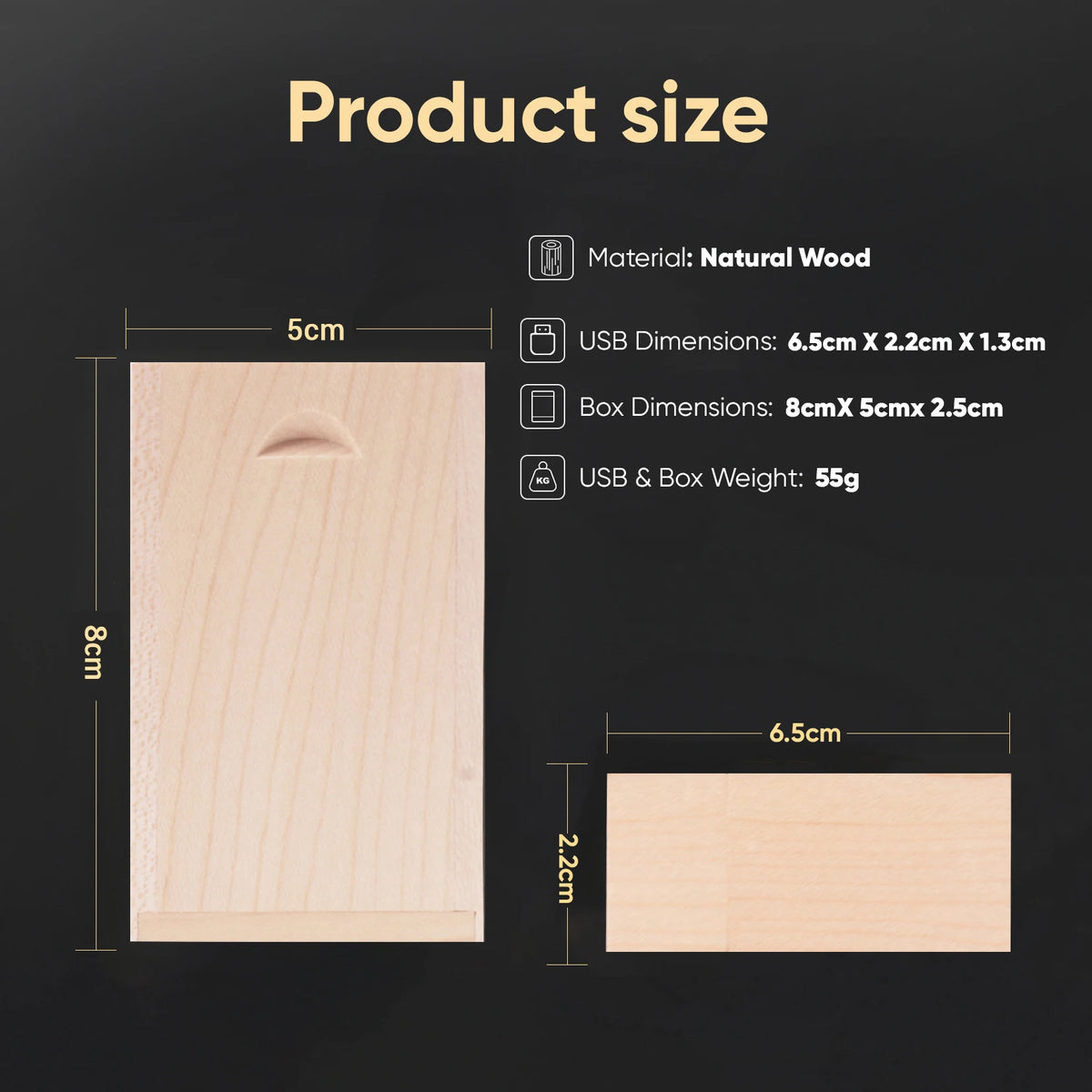 Maple Wood USB Flash Drive | Free Custom Logo | 16–128GB USB Flash Drive PRIMED