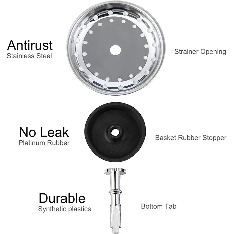 Stainless Steel Kitchen Sink Strainer & Stopper 3.5" Drain Sink Strainer PRIMED