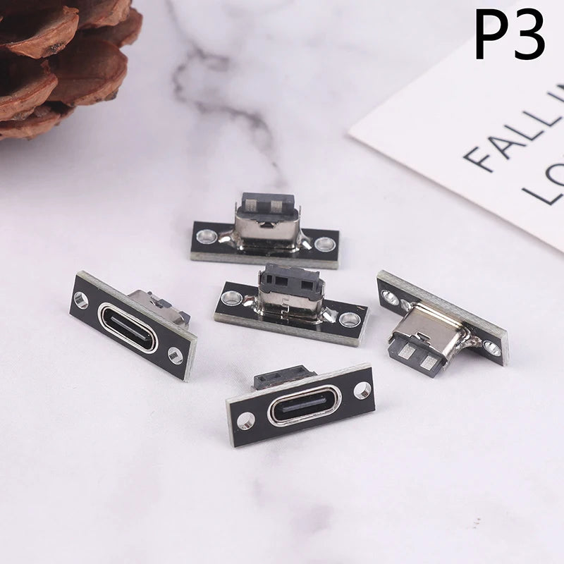 USB 3.1 Type-C Female Connector Socket with Fixing Plate 5pcs