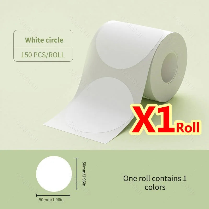 Niimbot Thermal Label Rolls – White, Color & Transparent Stickers Thermal Label Rolls PRIMED White Circle 50x50mm