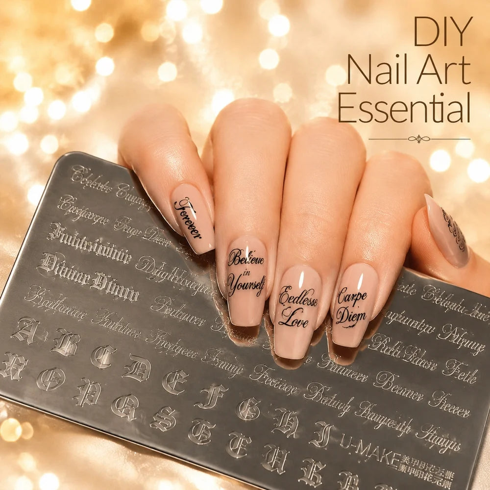 Gothic Alphabet Nail Stamping Template | Old English Script Nail Stamping Template PRIMED