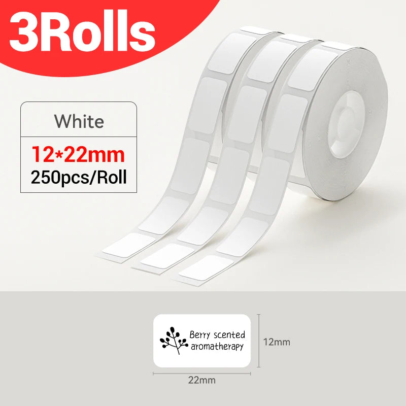 Niimbot Waterproof Label Rolls for D11 D110 D101 H1S Printer Thermal Label Rolls PRIMED 3Rolls 12x22mm