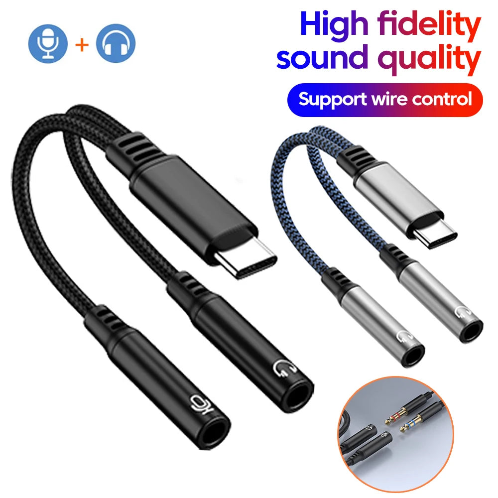 USB-C to Dual 3.5mm Audio Adapter with DAC | elough
