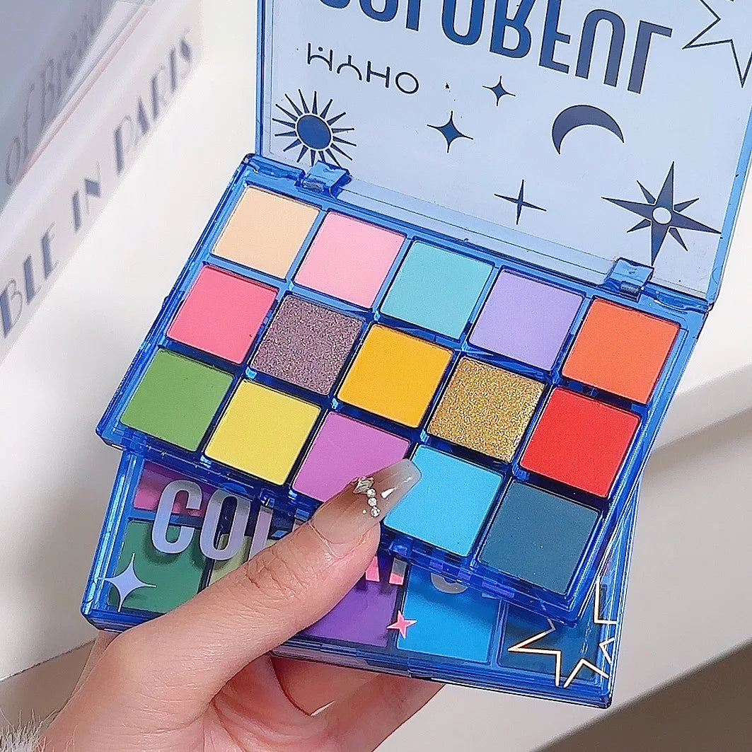Rainbow 15-Color Eyeshadow Palette – Glitter, Shimmer & Matte Eyeshadow Palette PRIMED