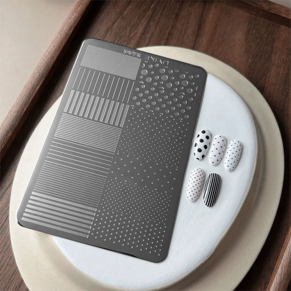Nail Art Stamping Plates – Dotting & Stripe 3D DIY Stencils