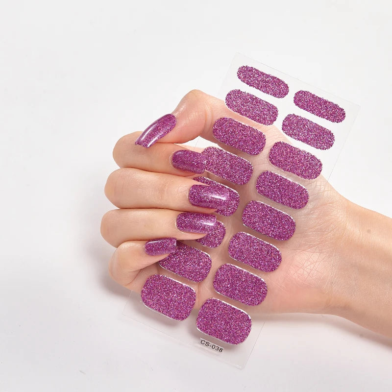 Semi-Cured Gel Nail Wraps Full Cover Stickers – 16pc Set
