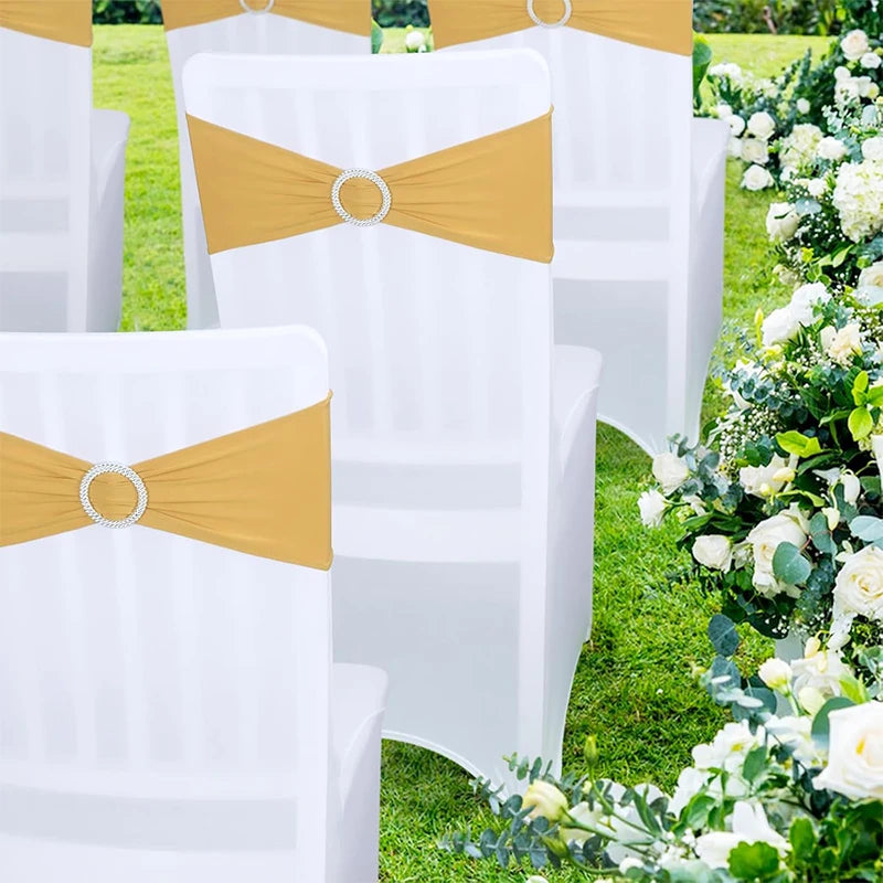 10 Pcs Spandex Chair Sashes with Buckle Slider | Wedding Décor Chair Sashes PRIMED