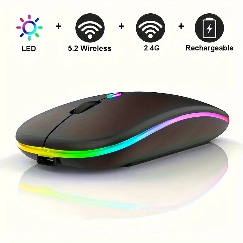 MissionFit Slim Wireless Mouse – Bluetooth & 2.4G Rechargeable Wireless Mouse PRIMED Black