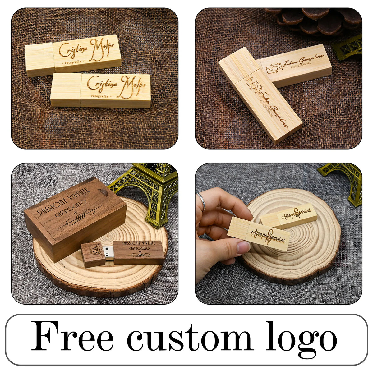 20-Pack Wooden USB Flash Drives 4–64GB | Free Custom Logo USB Flash Drive PRIMED
