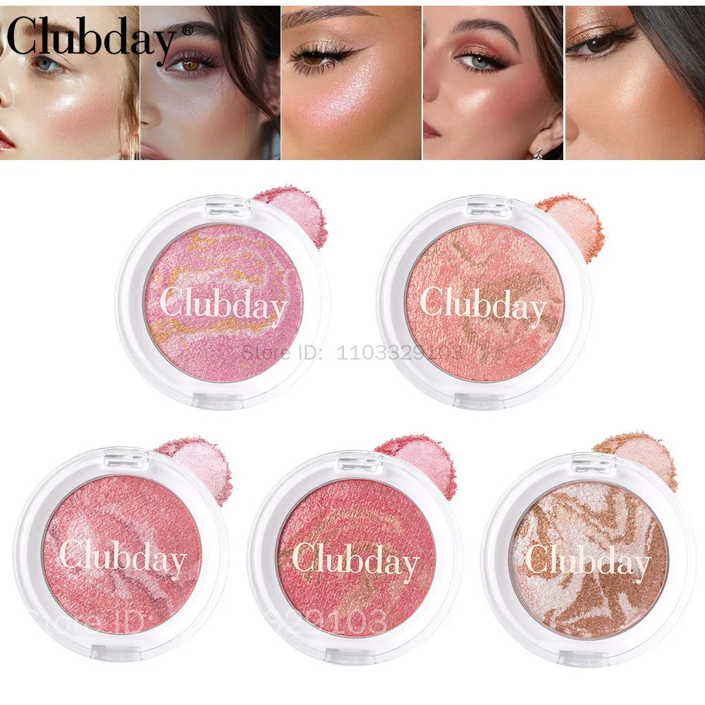Pearly Marble Baked Blush & Highlighter – High Pigment Baked Blush Palette PRIMED