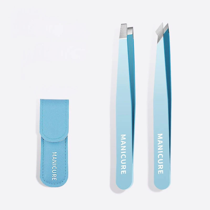 2-Pack Slanted Eyebrow Tweezers – Stainless Steel Precision