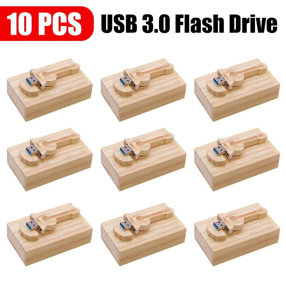 Guitar USB 3.0 Flash Drive Custom Logo Bulk | 32GB 64GB 128GB Custom USB Flash Drive PRIMED 4GB Bamboo with box 10pc China Mainland