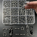 12-Grid Punk Metal Rivet Nail Charms – 3D Stars & Rings Set Nail Art Charms PRIMED A1