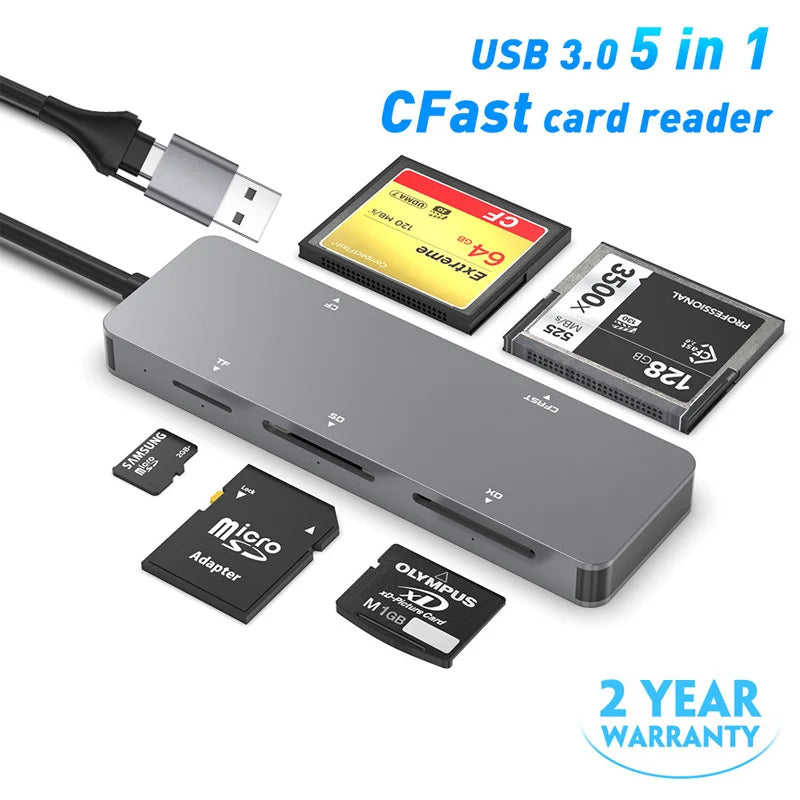 UTHAI CR307 5-Slot USB 3.0 Type-C Multi Card Reader CF SD TF Multi Card Reader PRIMED