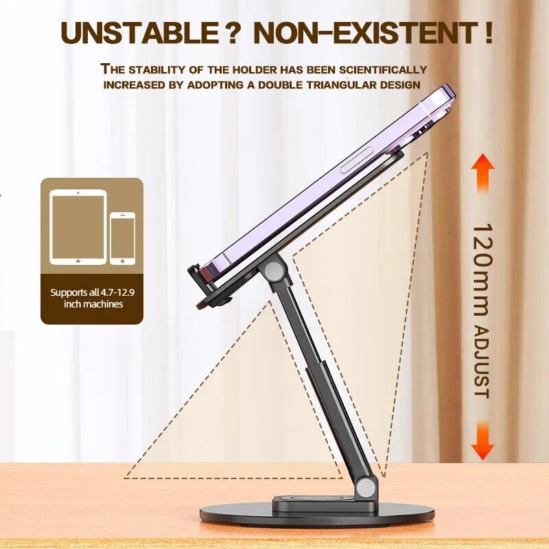 Universal Foldable Phone Stand 360° Rotating Anti-Slip Metal Base Phone Stand PRIMED