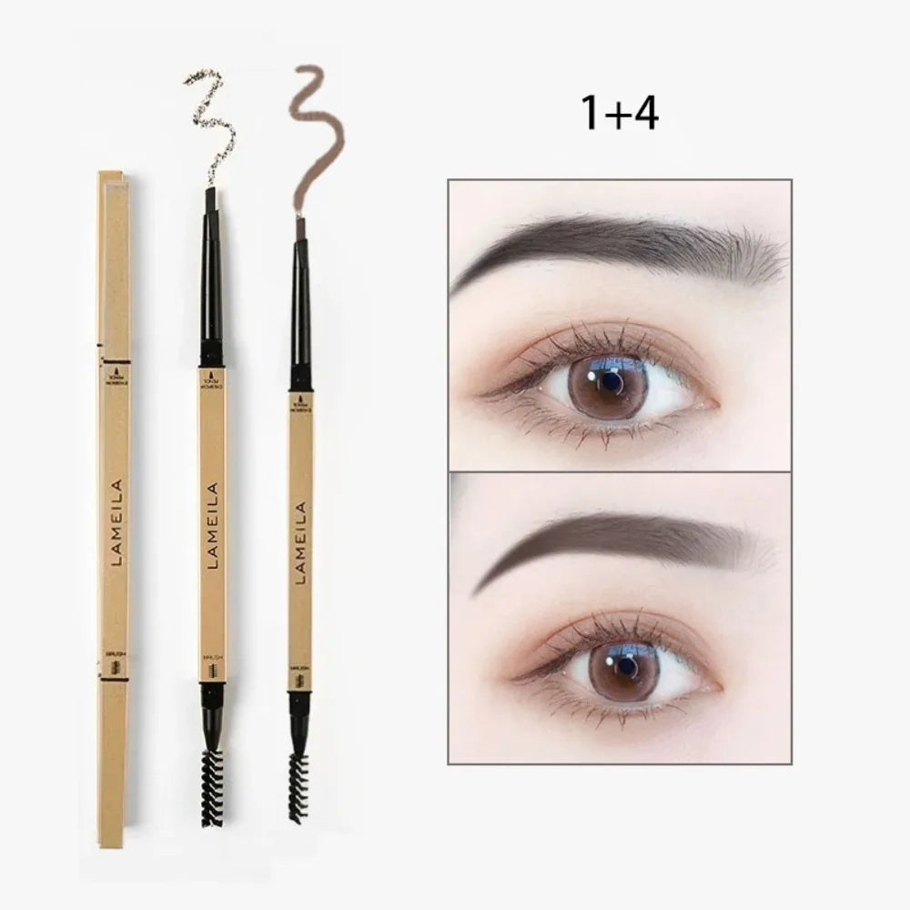 Ultra-Fine Double-Ended Waterproof Eyebrow Pencil – Light Brown Eyebrow Pencil PRIMED 01 Add 04-2Pcs
