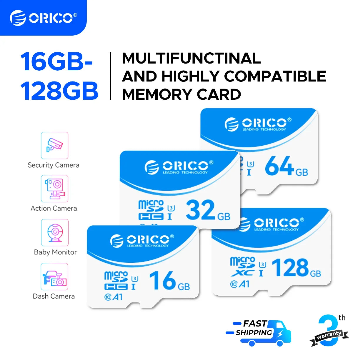 ORICO Micro SD Card 16–128GB A1 U3 Class 10 | Camera & Drone Micro SD Card PRIMED