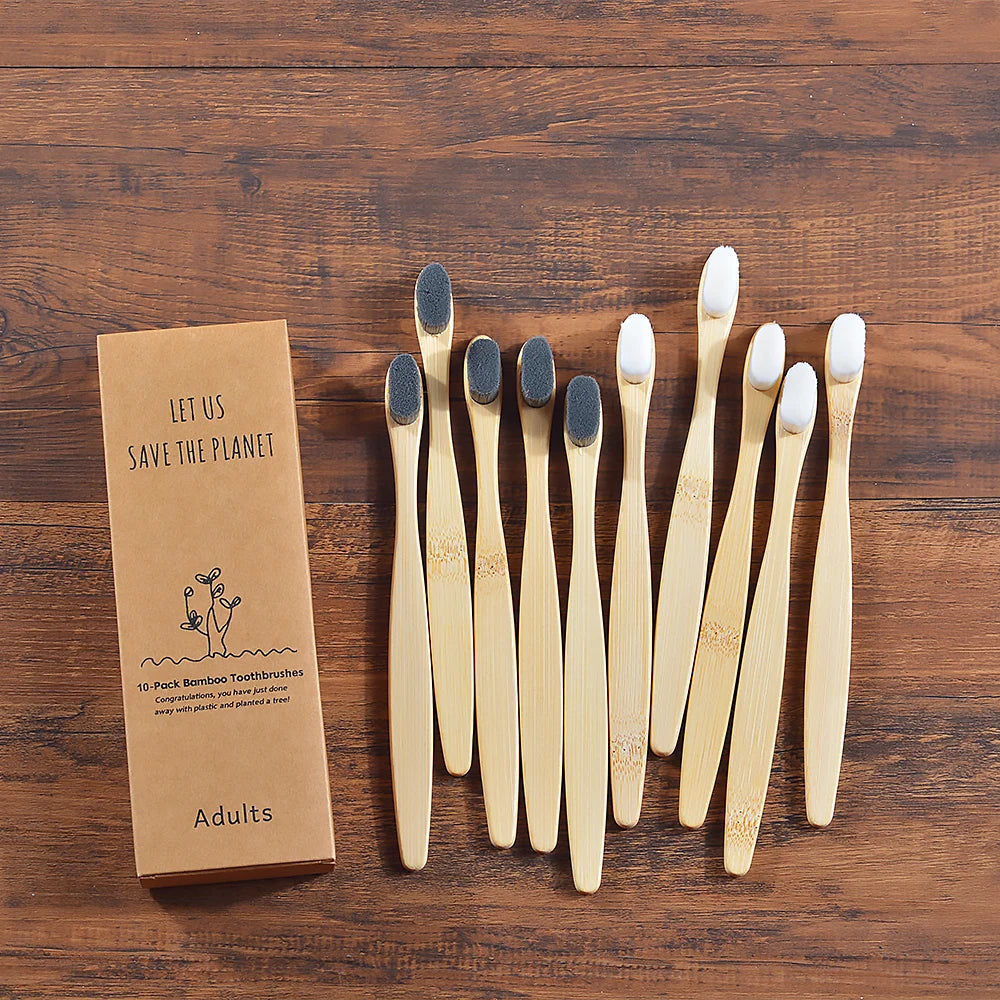 10-Pack Bamboo Nano Soft Toothbrush | Eco-Friendly & Vegan