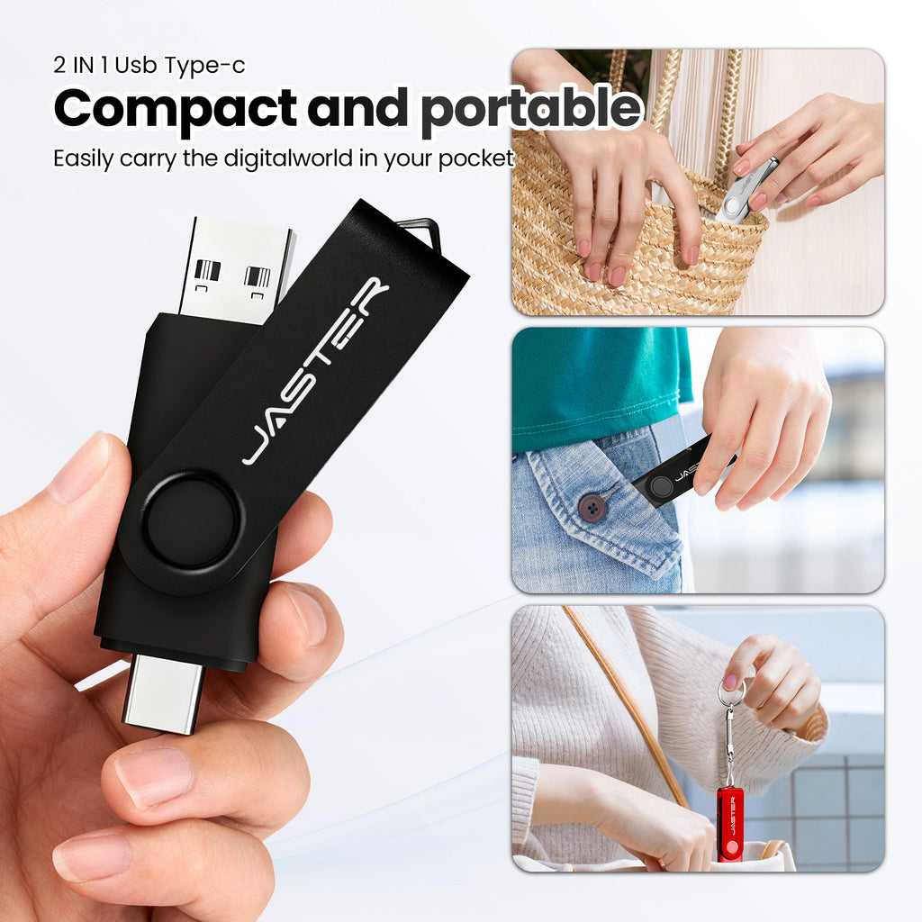 JASTER 2-in-1 Type-C USB 3.0 Flash Drive 16GB–128GB USB Flash Drive PRIMED