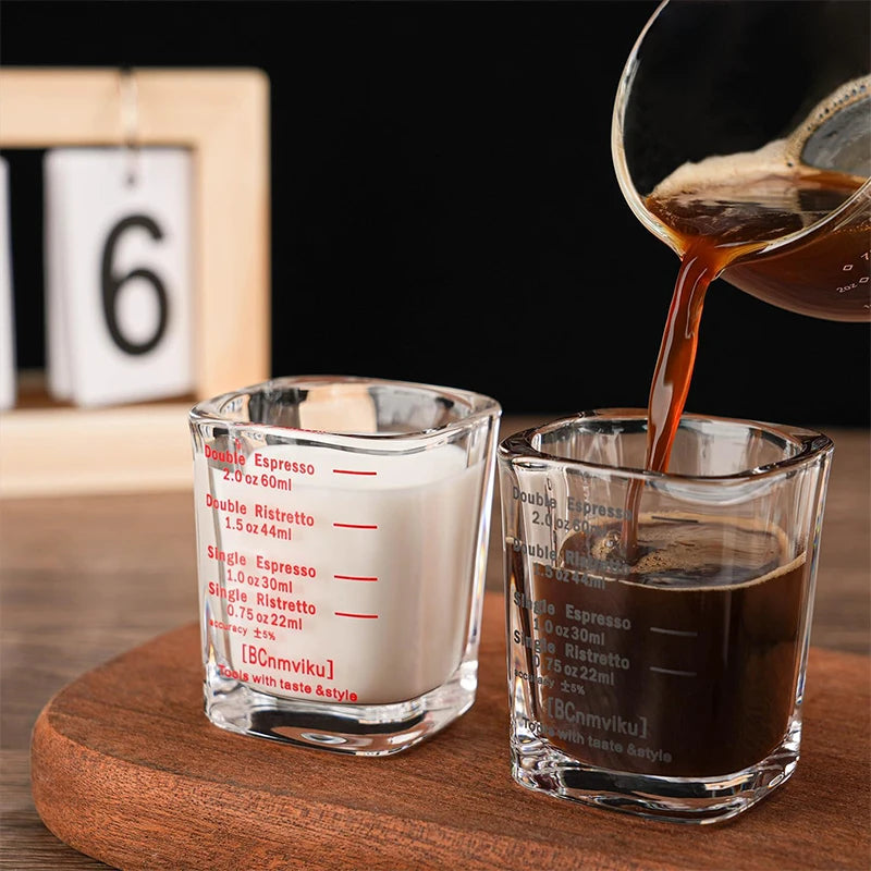 60ml Espresso Shot Glass Measuring Cup | Heavy Square 2oz Espresso Shot Glass PRIMED