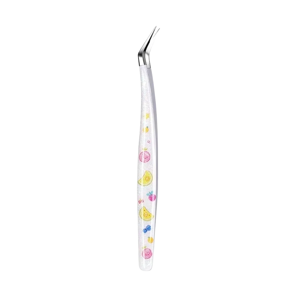 Precision Scrapbook Tweezers – Curved Tip & Glitter Resin Handle
