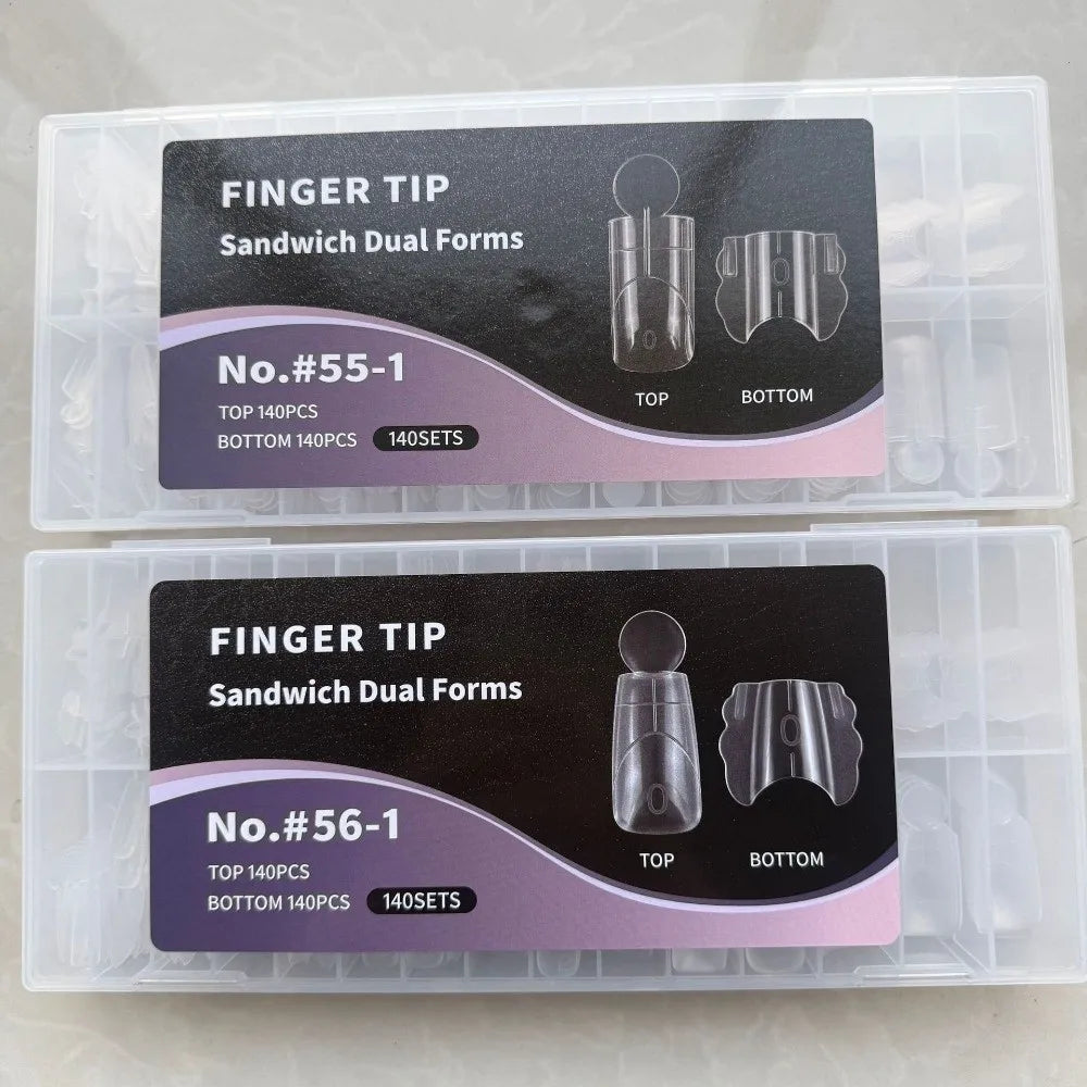 280pcs Reusable Dual Nail Forms – 14 Sizes, Square & Oval