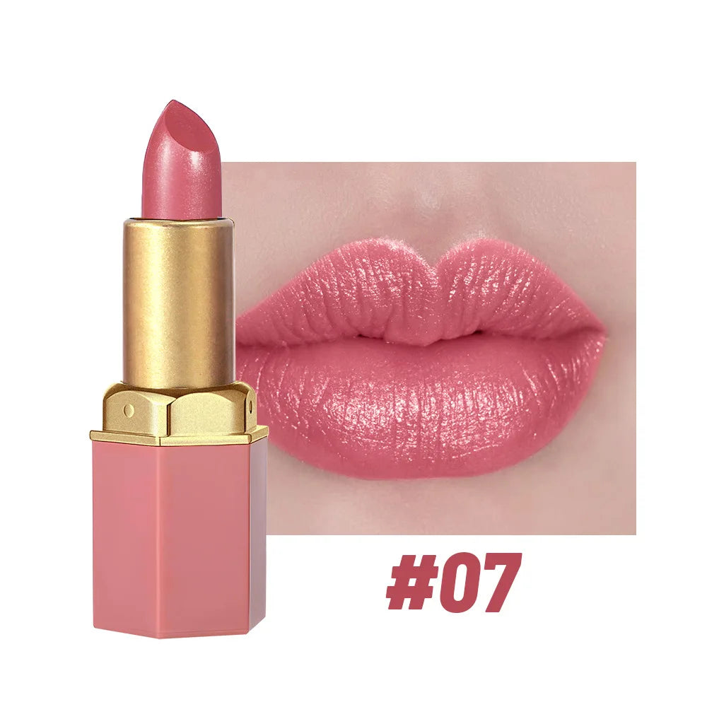 Pearlescent Pink Glitter Velvet Lipstick – Metallic Shine Lip Gloss Glitter Velvet Lipstick PRIMED 07
