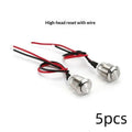 12mm Stainless Steel Momentary Push Button Switch Pre-Wired Push Button Switch PRIMED 5pcs no Lock