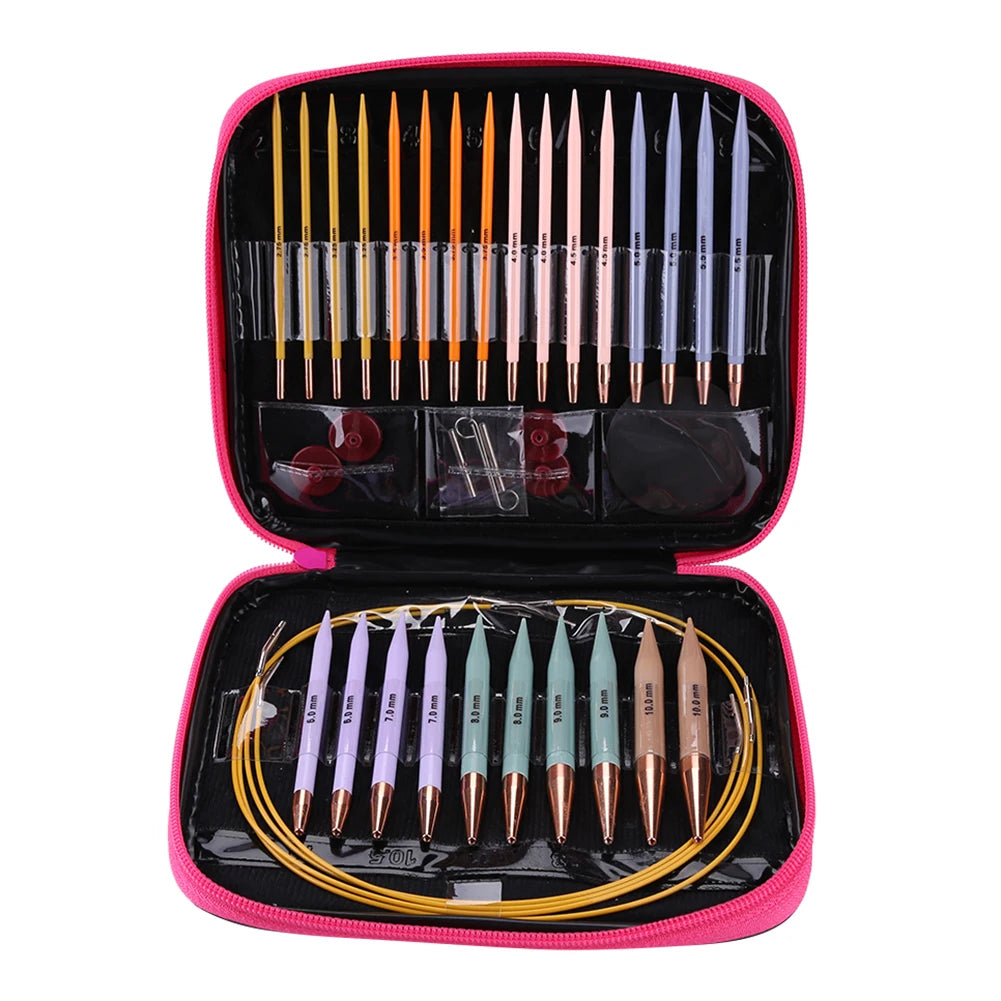 13-Pair Circular Knitting Needles & Crochet Hook Set with Case Knitting Needle Set PRIMED