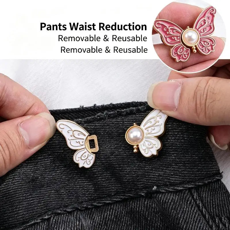 Butterfly Waist Buckle Set 2pc – No-Sew Alloy Adjuster