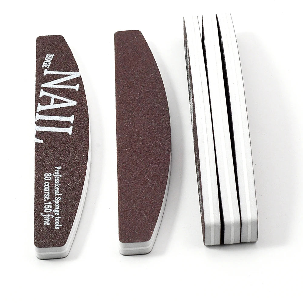JEARLYU Half-Moon Nail File 80/150 Grit | 2/5/10 Pack Nail File Buffer PRIMED