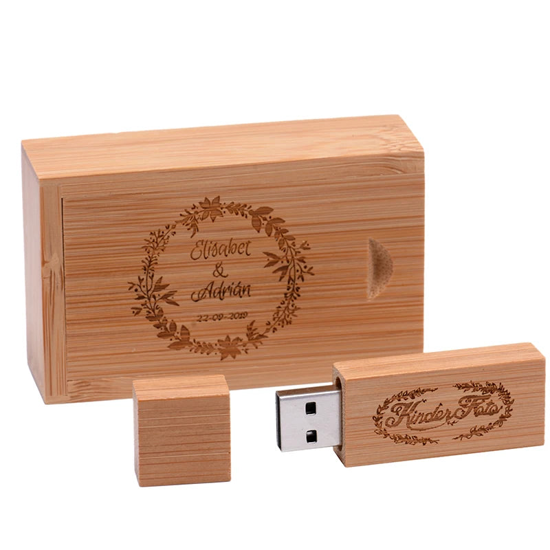 Wooden USB Flash Drive with Gift Box – Custom Logo 8–64GB