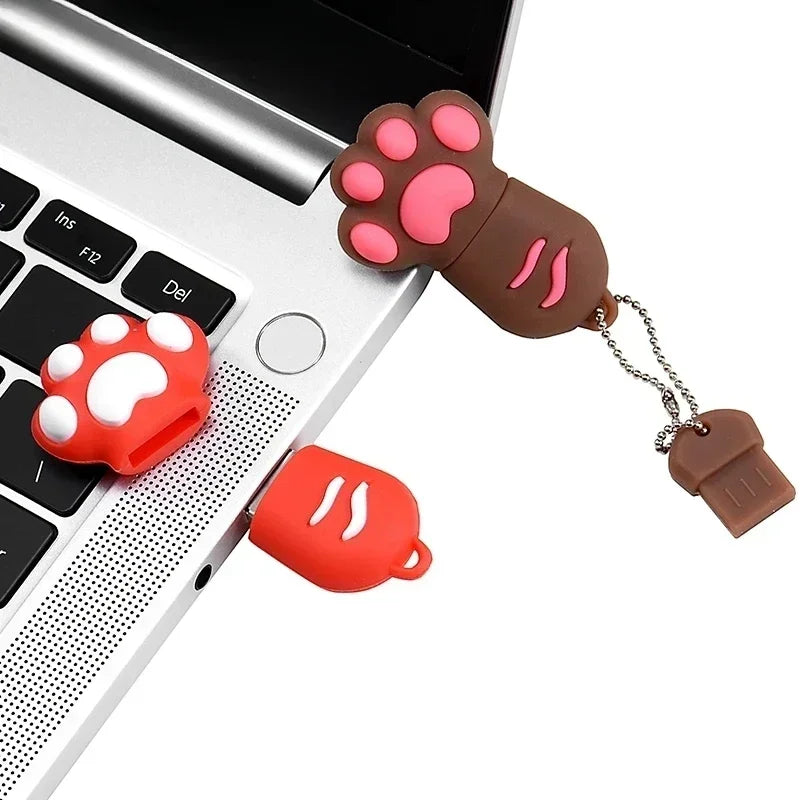 JASTER Cat Claw Silicone USB Flash Drive 4GB–128GB Keychain USB Flash Drive PRIMED