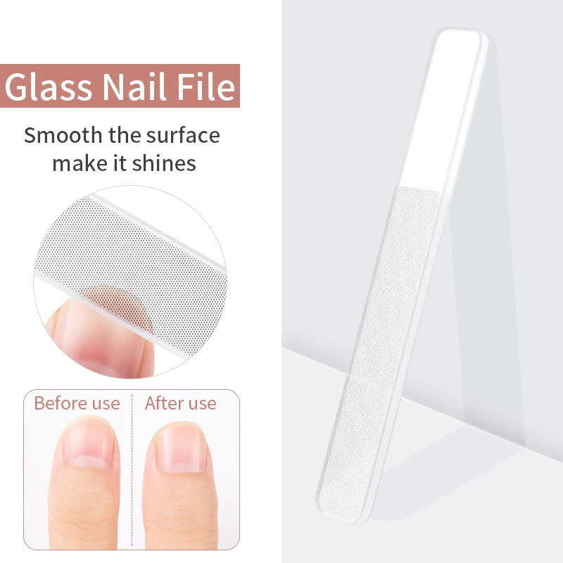 Transparent Glass Nail Files with Box – 2/5 Pcs Manicure Set