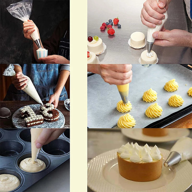100 Pcs Disposable Anti-Burst Piping Bags for Icing & Baking