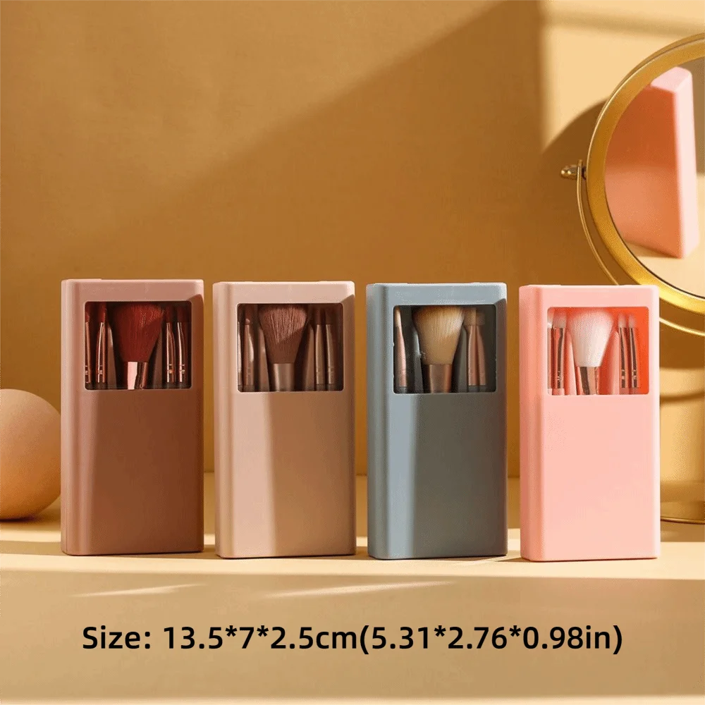 5-Piece Travel Makeup Brush Set with Mirror & Case Travel Makeup Brush Set PRIMED