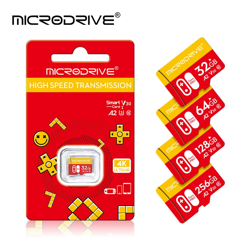 MicroDrive Micro SD Card Class 10 U3 V30 A2 – 16GB to 256GB Flash Memory Card PRIMED