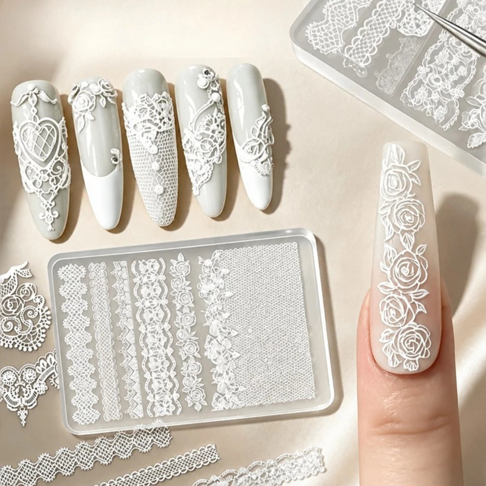 3D Lace Floral Silicone Nail Art Mold – Gel & Acrylic DIY