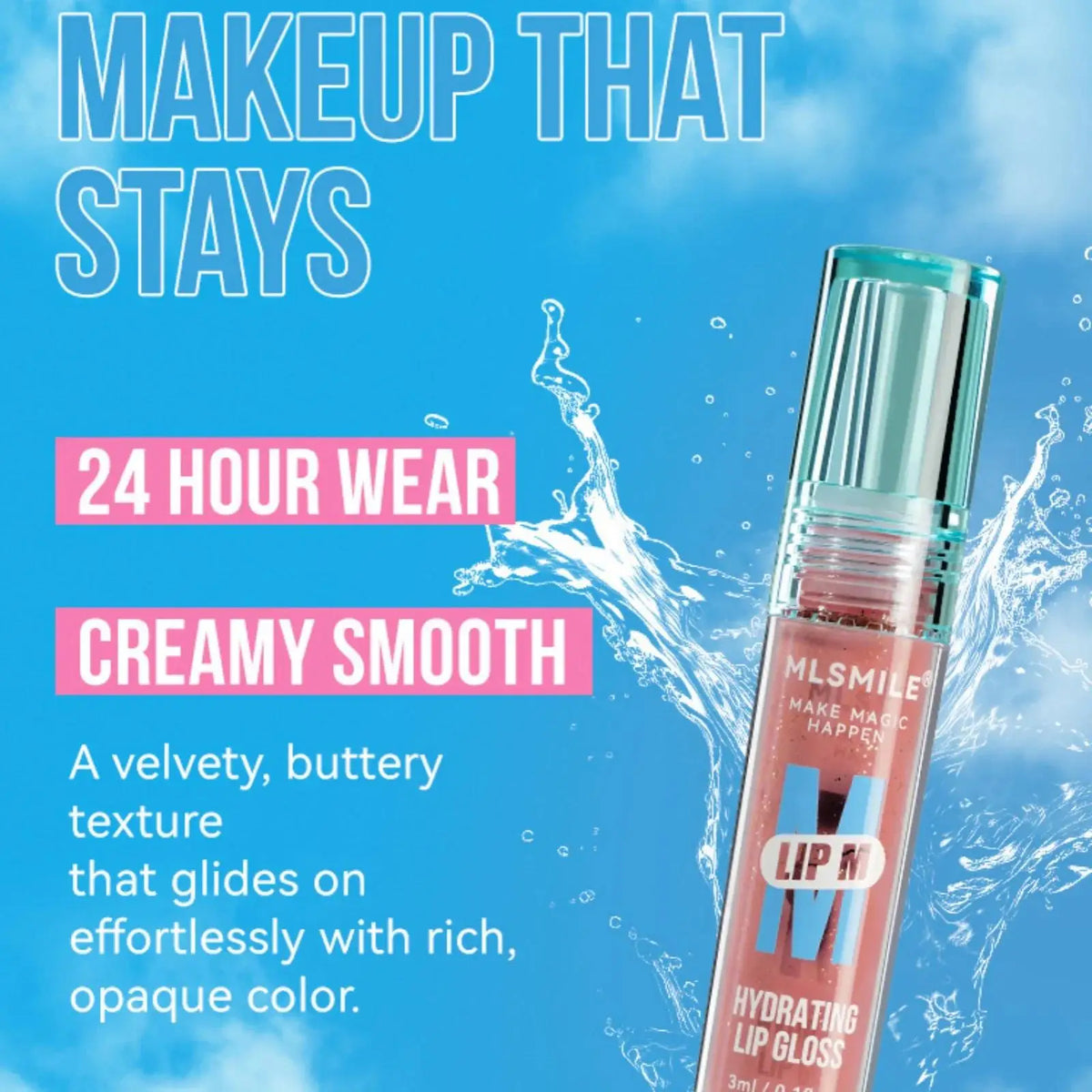MLSMILE Pearl Nude Lip Gloss – Waterproof Moisturizing Glaze Lip Gloss PRIMED