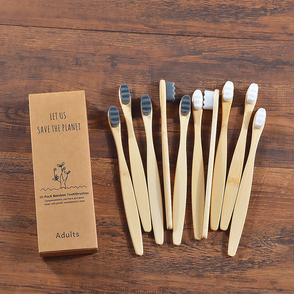 10-Pack Bamboo Nano Soft Toothbrush | Eco-Friendly & Vegan