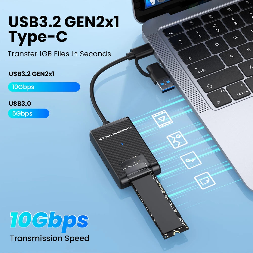 10Gbps USB-C M.2 NVMe SSD Enclosure – Toolless Mac & Windows SSD Enclosure PRIMED